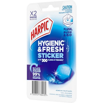 Harpic Hygenic & Fresh Sticker Adhesive Toilet Block Marine 2 pack