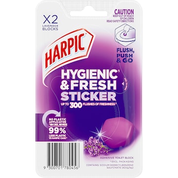 Harpic Hygenic & Fresh Sticker Adhesive Toilet Block Lily 2 pack
