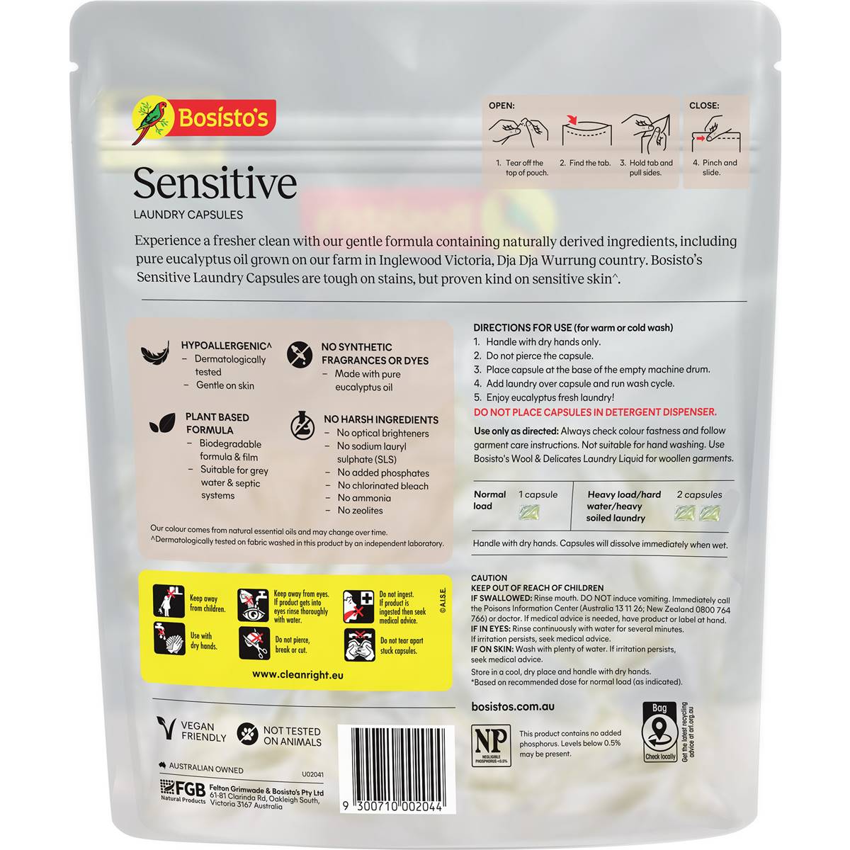 Bosisto's Sensitive Laundry Capsules 20 Pack