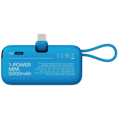 Momax 5000mAh Built-in Foldable USB-C Battery Pack (Blue)