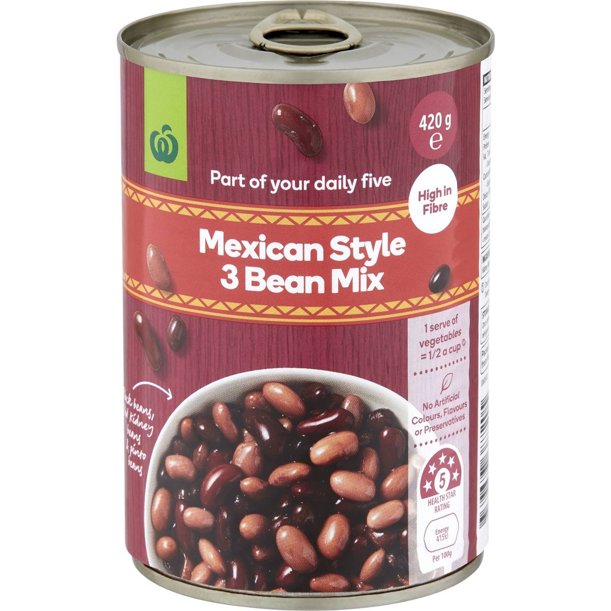 Woolworths Mexican Style 3 Bean Mix 420g