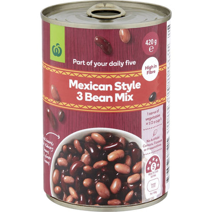 Woolworths Mexican Style 3 Bean Mix 420g