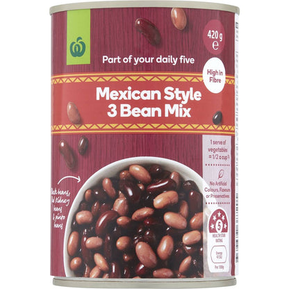Woolworths Mexican Style 3 Bean Mix 420g