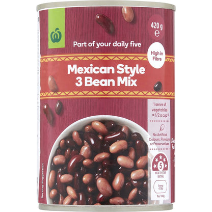 Woolworths Mexican Style 3 Bean Mix 420g