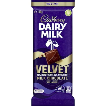 Cadbury Dairy Milk Velvet Chocolate Block 150g