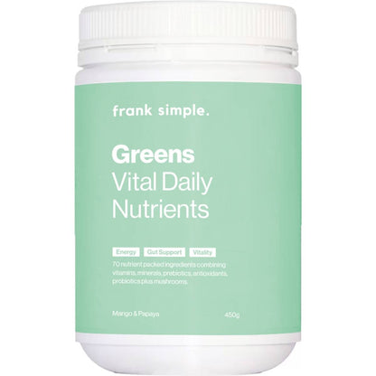 frank simple. Greens Vital Daily Nutrients Mango & Papaya 450g