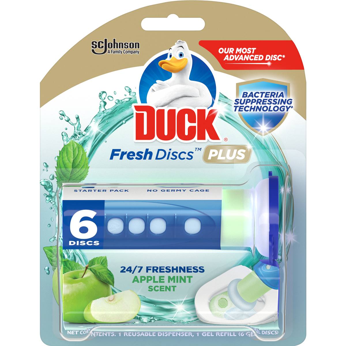 Duck Fresh Discs Plus Toilet Cleaner Apple Mint 36mL