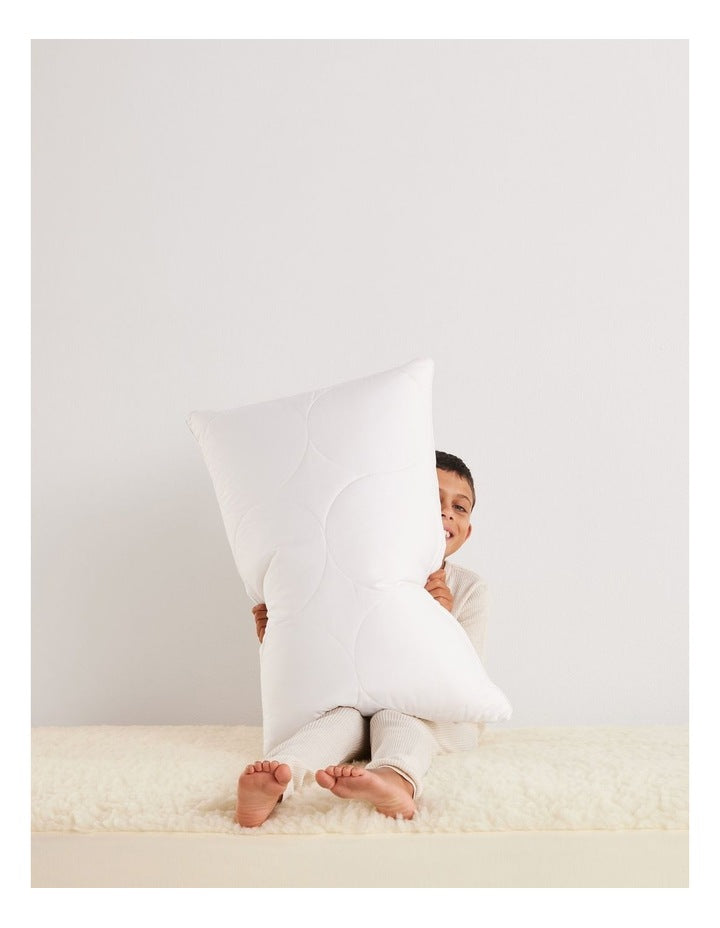 SleepCalm Wool Cotton Quilted Pillow 7+ in White