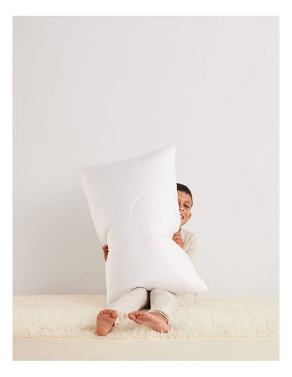 SleepCalm Wool Cotton Quilted Pillow 7+ in White
