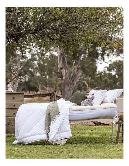 SleepCalm Wool Cotton Quilted Pillow 7+ in White