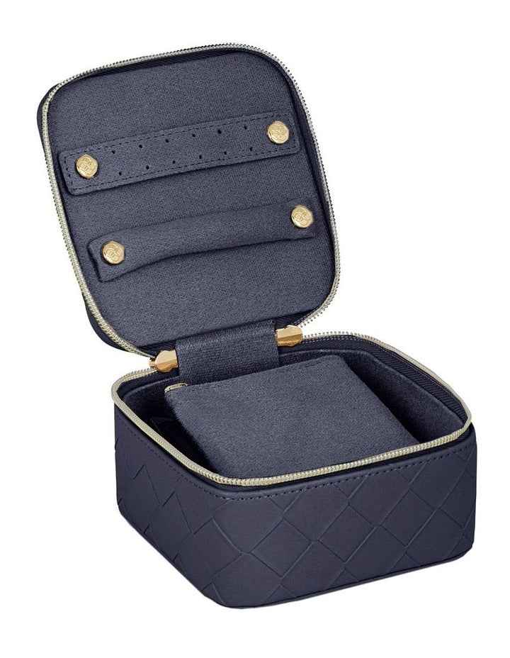 Woven Jewellery Cube Bag in Navy