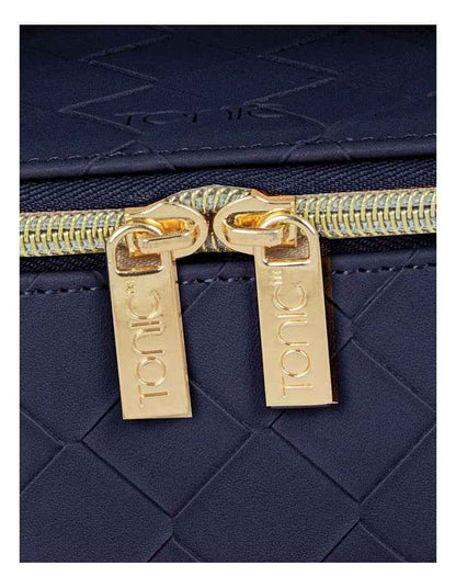 Woven Jewellery Cube Bag in Navy