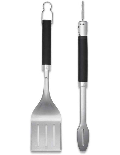 Precision Grill Tongs & Spatula Set in Silver