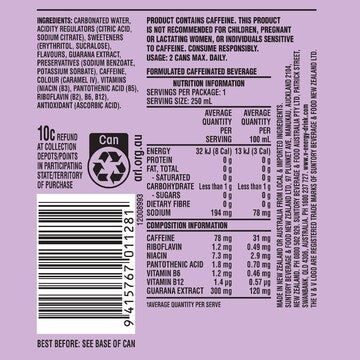 V Energy Zero Sugar Drink Blackcurrant & Yuzu 250mL