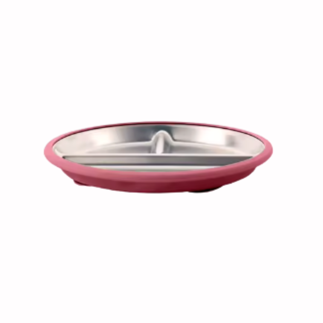 Montessori Mates Kids Stainless Steel Divided Plate with Lid 2 Colours Options Baby Practical Life Materials Baby Gifts Idea 6m+