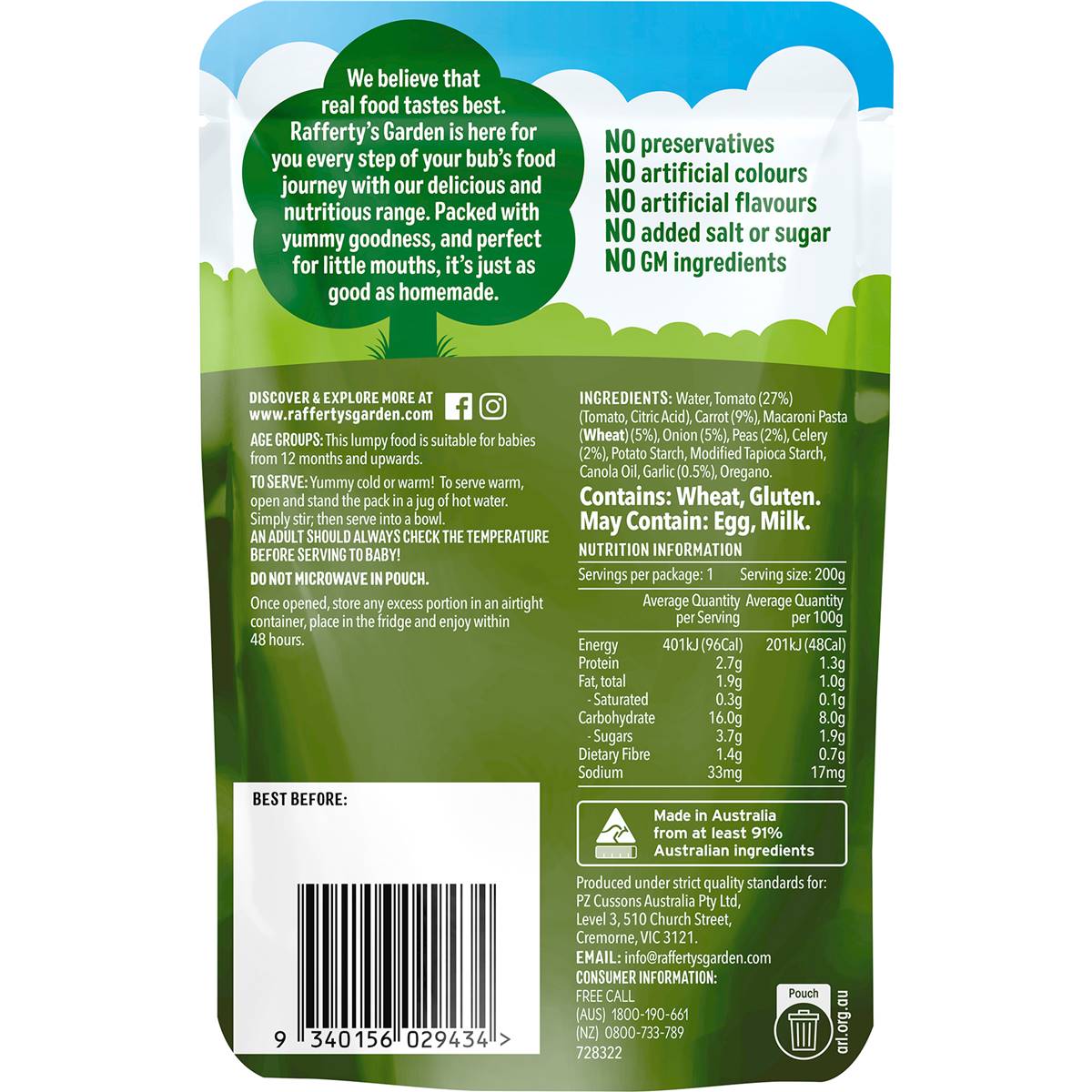Rafferty's Garden Vegetable Bolognese 200g