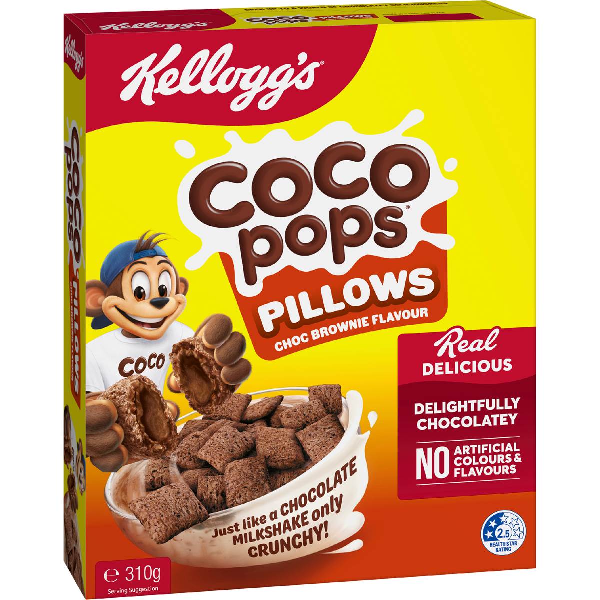 Kellogg's Coco Pops Pillows Choc Brownie Flavour Cereal 310g
