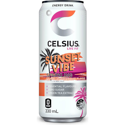 Celsius Sunset Vibe Energy Drink Sparkling Mango Passionfruit 330mL