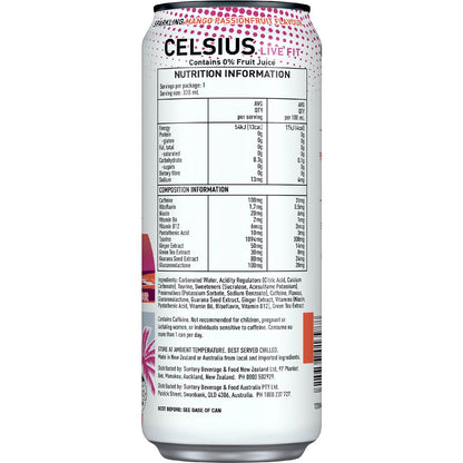 Celsius Sunset Vibe Energy Drink Sparkling Mango Passionfruit 330mL