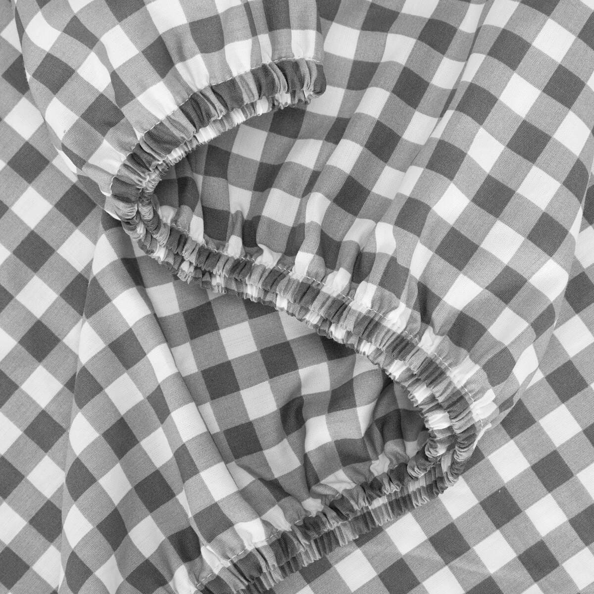 250 Thread Count Gingham Cotton Sheet Set - Queen Bed, Grey