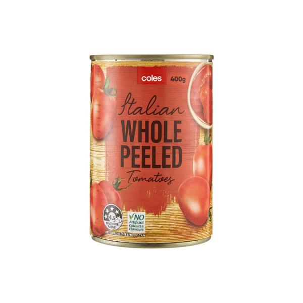 COLES WHOLE PEELED ITALIAN TOMATOES 400G
