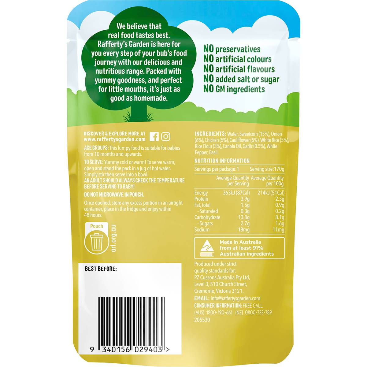 Rafferty's Garden Chicken & Sweetcorn Risotto 170g