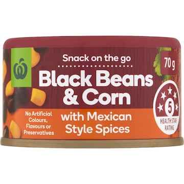 Woolworths Black Beans & Corn With Mexican Style Spices 70g