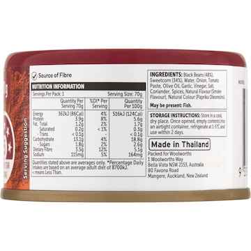 Woolworths Black Beans & Corn With Mexican Style Spices 70g
