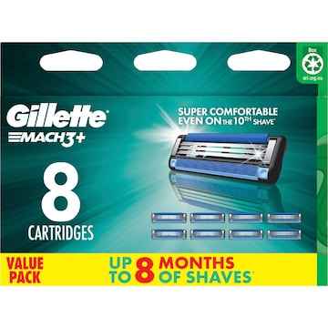 Gillette Mach 3+ Razor Blades 8 pack