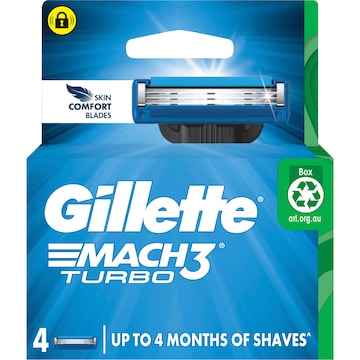 Gillette Mach 3 Turbo 3D Razor Blades 4 pack