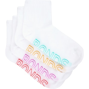 Bonds Ladies Lightweight 1/4 Crew Socks Size 2-8 Assorted 4 pack