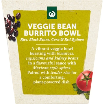 Woolworths Ready to Eat Meal Veggie Bean Burrito Bowl 350g