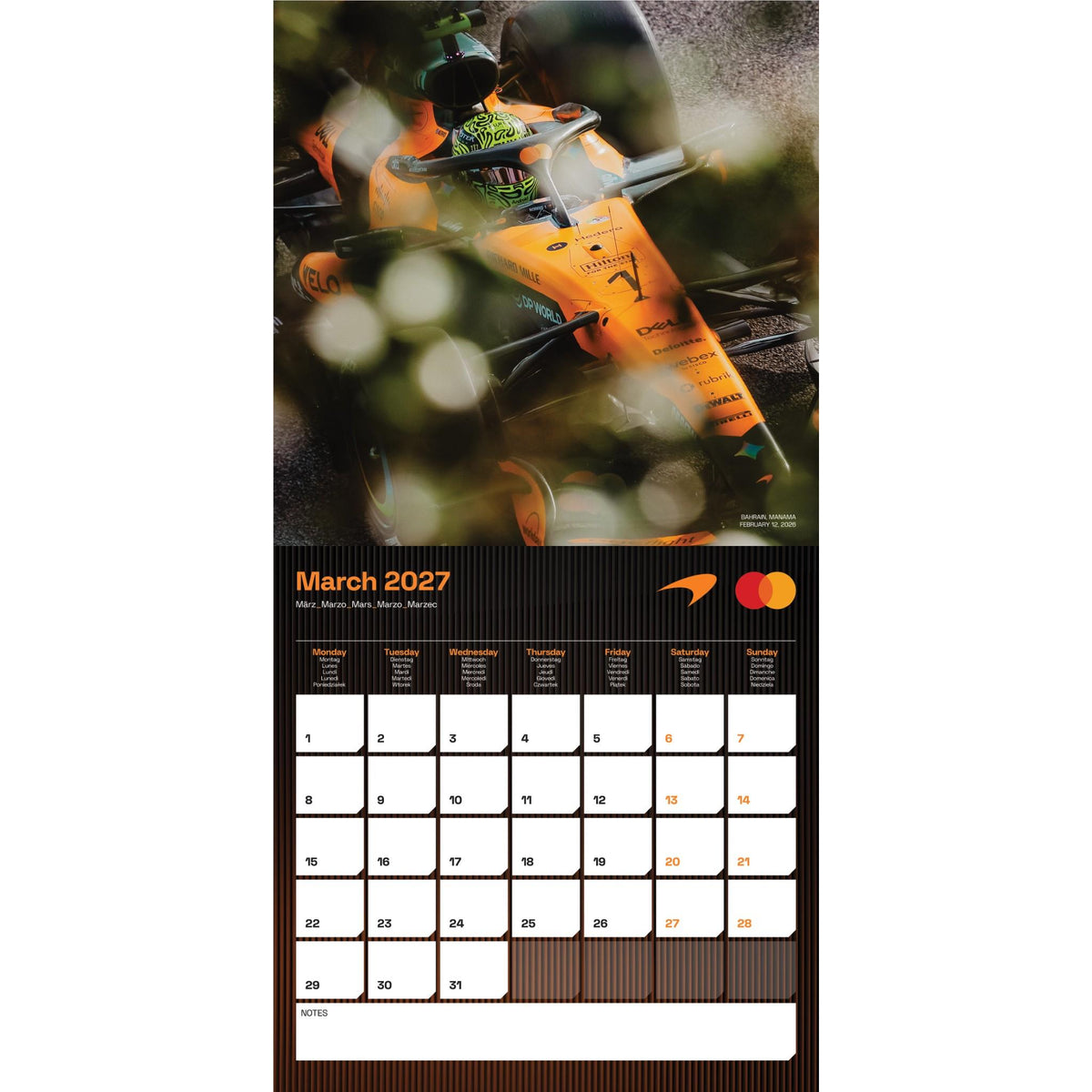 Formula 1 (F1) McLaren - 2027 Calendar