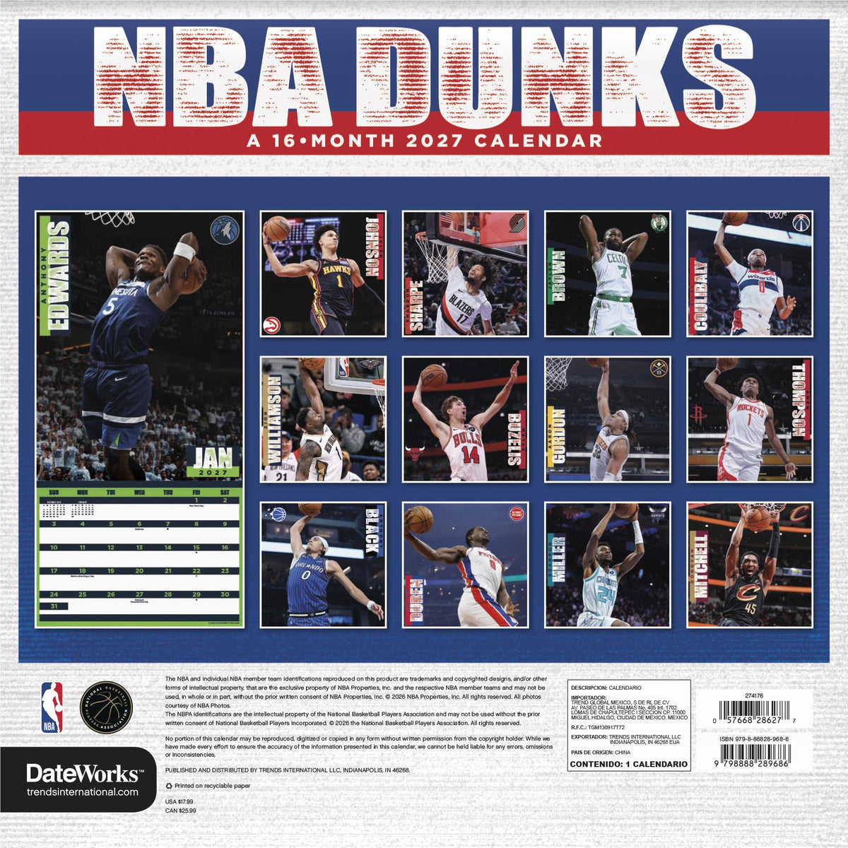 NBA Dunks - 2027 Calendar