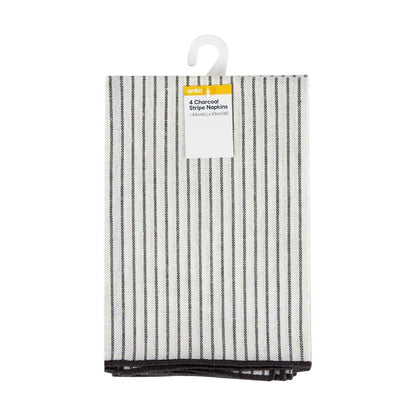 4 Pack Charcoal Stripe Napkins