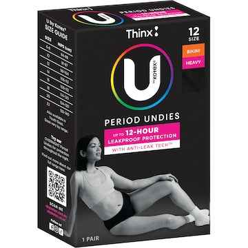U by Kotex Thinx Period Undies Bikini Cut Size 12 each