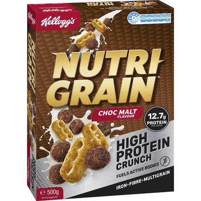 Kellogg's Nutri Grain High Protein Crunch Choc Malt Cereal 500g
