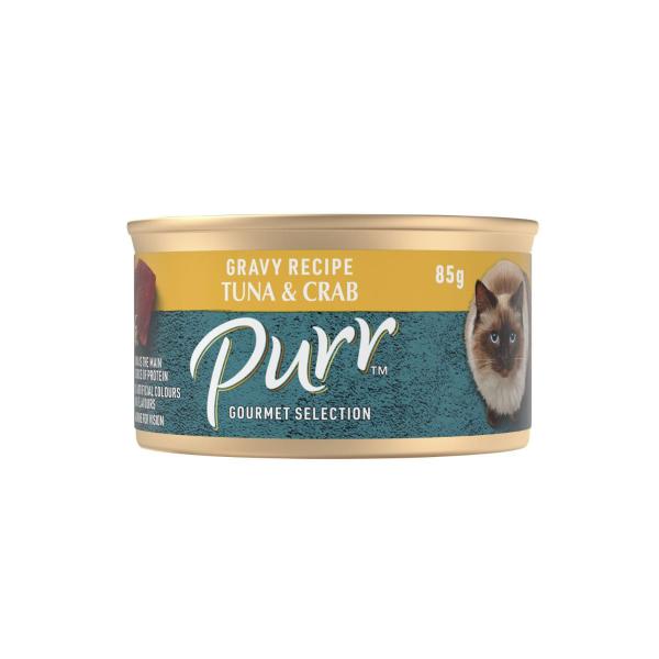 PURR CAT FOOD FLAKED TUNA CRABMEAT