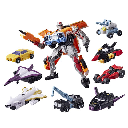 Transformers - Age Of The Primes: Voyager Class Powerlinx Red Alert and 8 Mini-Con Pack