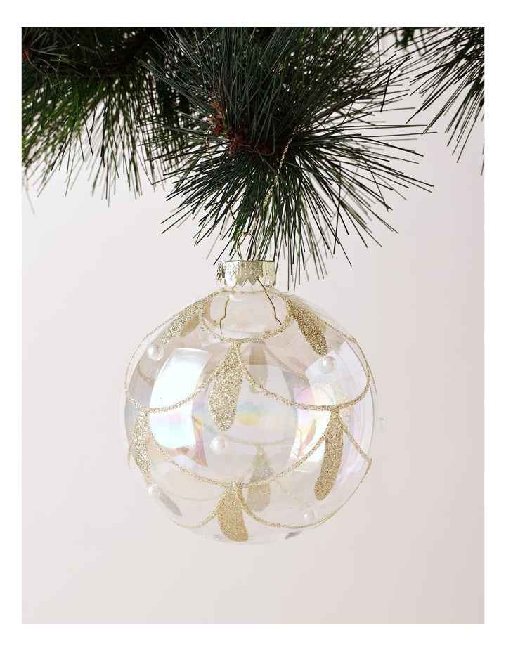 Luxe Christmas Glass Art Deco Pearl Bauble