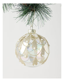 Luxe Christmas Glass Art Deco Pearl Bauble