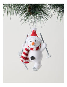 Nostalgia Christmas Fabric Skiing Snowman Ornament in White