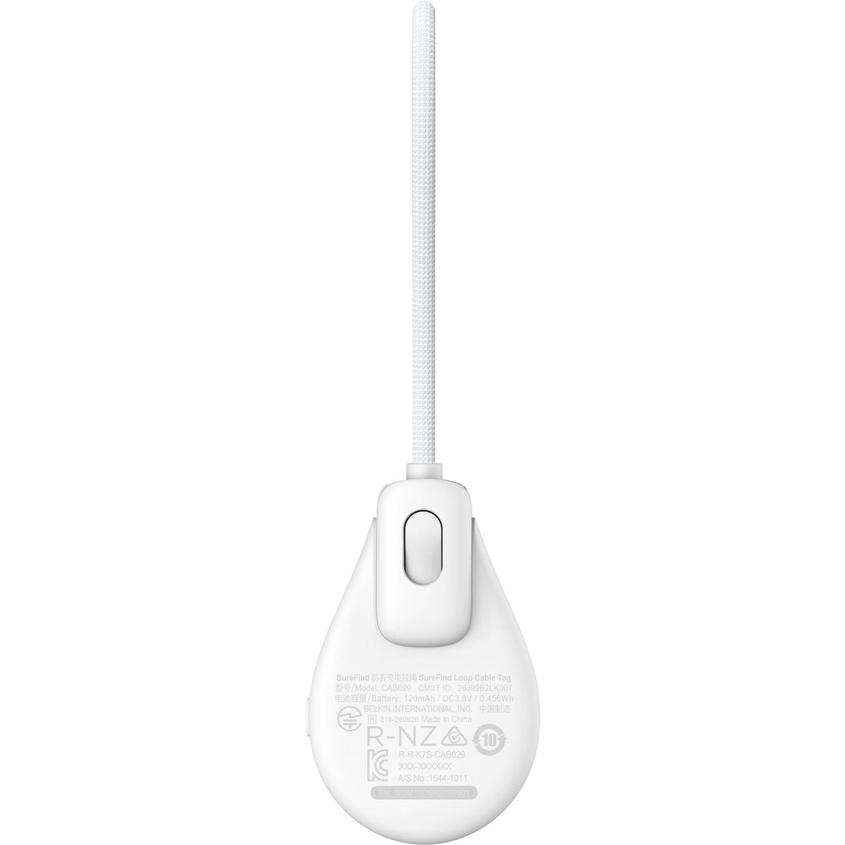Belkin SureFind Loop Cable Tag Bluetooth Tracker (White)
