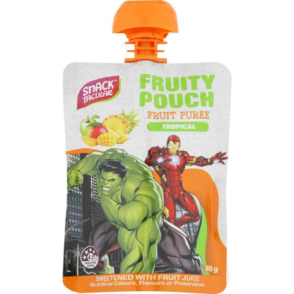 Snacktacular Fruity Pouch Fruit Puree Tropical Marvel Avengers 90g x 5 pack