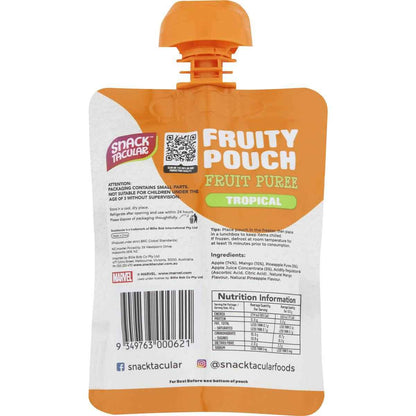 Snacktacular Fruity Pouch Fruit Puree Tropical Marvel Avengers 90g x 5 pack