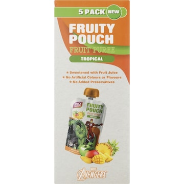 Snacktacular Fruity Pouch Fruit Puree Tropical Marvel Avengers 90g x 5 pack