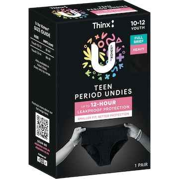 U by Kotex Thinx Period Undies Teen Size Y10-12 each