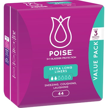 Poise Incontinence Liners Extra Long 44 pack