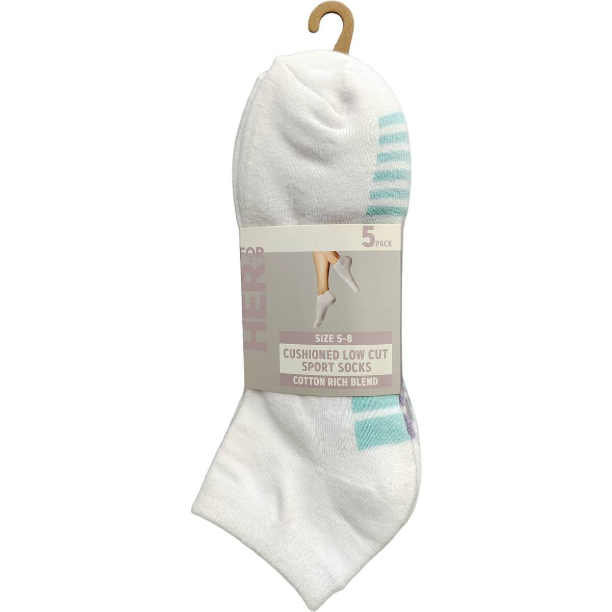 For Her Ladies Cushioned Low Cut Sport Socks Size 5-8 Assorted 5 pack