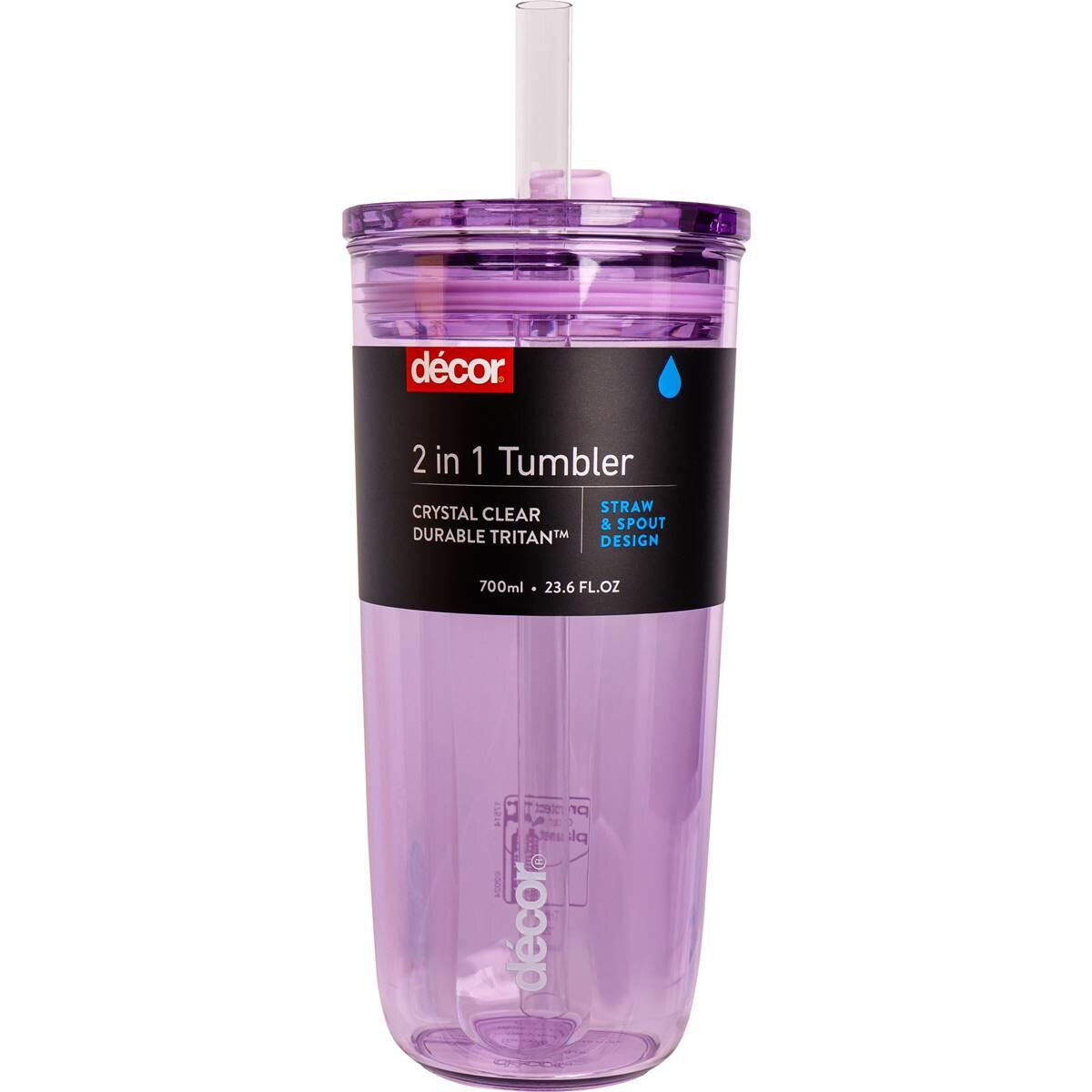 Decor Reusable 2 In 1 Tritan Tumbler 700mL Assorted each